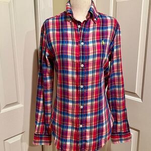 NWOT Women's Ralph Lauren Soft Flannel Plaid Button Down Shirt Top Blouse Size 4